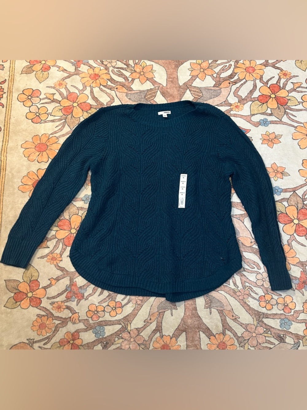 Sonoma Dark Teal Cable Knit Crewneck Sweater